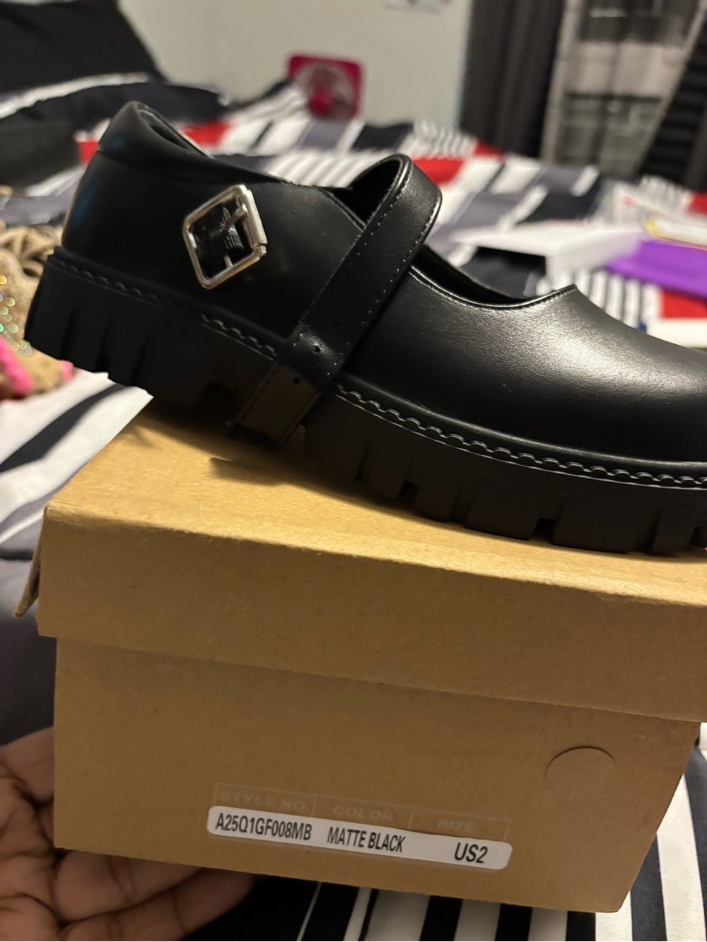 Kids Matte Black Mary Jane Shoes